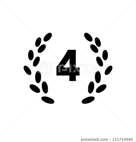 第四名排名圖示插圖，帶有月桂花環和數字 131734940