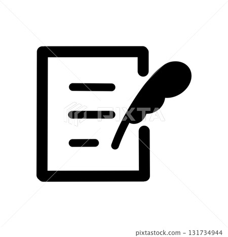 羽毛筆和紙圖示插圖代表寫作、創作和書寫 131734944