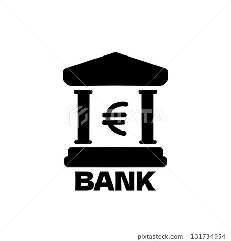 簡單的建築圖示插圖代表一家處理歐元貨幣的銀行 131734954