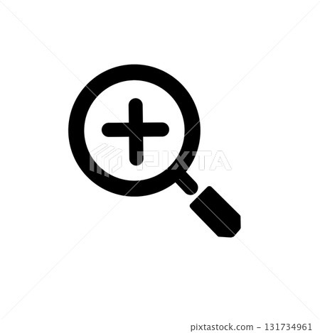 Magnifying glass plus icon illustration showing search, enlargement, and zoom in Magnifying glass plus icon illustration showing search, enlargement, and zoom in 131734961