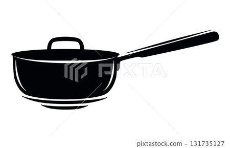 Cooking pan icon. Saute pan symbol vector flat cartoon and line outline stroke simple graphic illustration, kitchen pot saucepan pictogram sign Cooking pan icon. Saute pan symbol vector flat cartoon and line outline stroke simple graphic illustration, kitchen pot saucepan pictogram sign 131735127