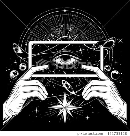 第三隻眼和星星的單色構圖 第三隻眼和星星的單色構圖 131735128