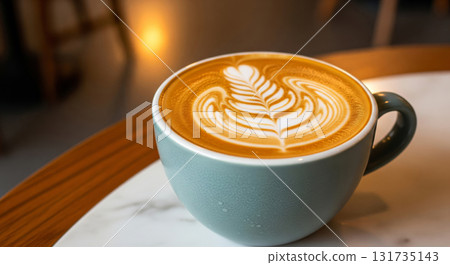 A hyper-realistic, high-detail close-up photograph of a perfectly crafted cappuccino in a clean, stylish white ceramic mug. A hyper-realistic, high-detail close-up photograph of a perfectly crafted cappuccino in a clean, stylish white ceramic mug. 131735143