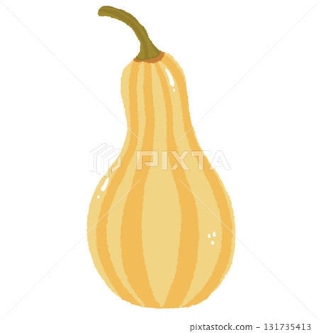 Striped Gourd Illustration Hand Drawn Autumn Harvest Vegetable Cozy Fall Decor Element Perfect for Thanksgiving and Farmhouse Design 131735413