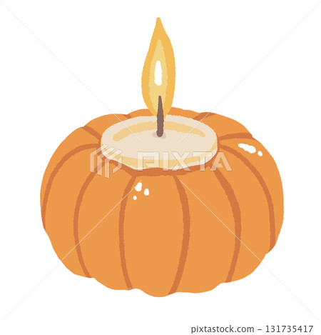 Pumpkin Candle Illustration Cozy Autumn Home Decor Hand Drawn Fall Candlelight Art Perfect for Thanksgiving and Harvest Season 131735417