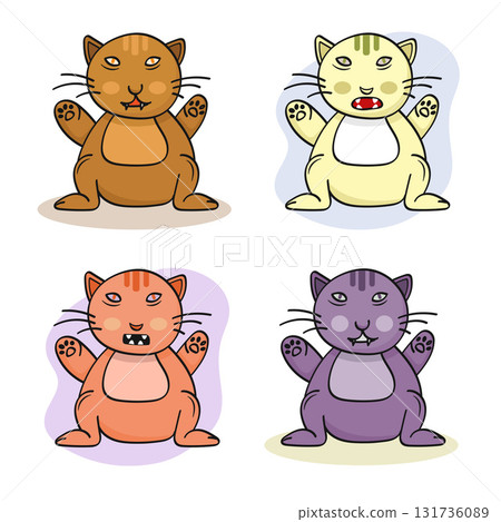 Kawaii Doodle Colorful Illustration Collection. Cute Cartoon Pet Cat Character Vector. Kawaii Doodle Colorful Illustration Collection. Cute Cartoon Pet Cat Character Vector. 131736089