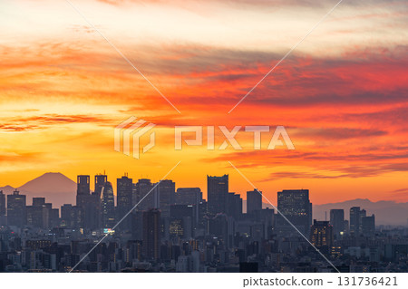 View from Bunkyo Civic Center in Tokyo (towards Shinjuku) 131736421