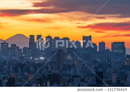 View from Bunkyo Civic Center in Tokyo (towards Shinjuku) 131736424