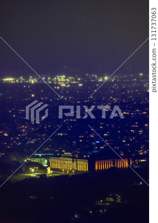 Auckland Museum and night view from the observation deck of the Sky Tower in Auckland, New Zealand Auckland Museum and night view from the observation deck of the Sky Tower in Auckland, New Zealand 131737063