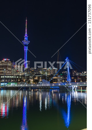 從紐西蘭奧克蘭高架橋欣賞天空塔和遊艇港的夜景 從紐西蘭奧克蘭高架橋欣賞天空塔和遊艇港的夜景 131737096