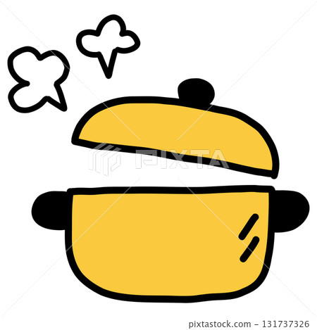 手繪簡單可愛的黃色平底鍋插圖 131737326