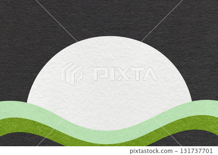 Black textured paper background with white circle for copy space and green, mint waves for poster, banner, presentation 131737701