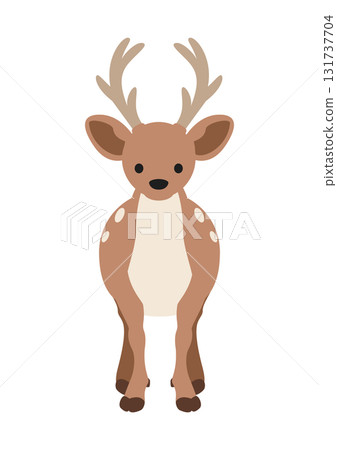Cute vector illustration of a deer facing forward 131737704