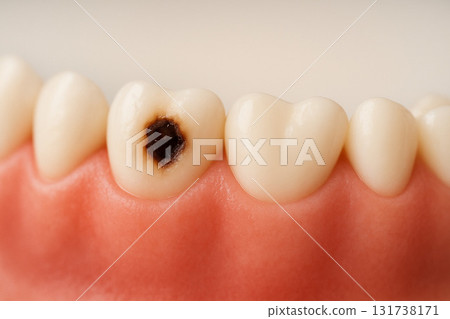 Teeth that have turned black due to decay Dental treatment 131738171