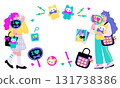 Pop and colorful illustration of a young woman supporting her idol Pop and colorful illustration of a young woman supporting her idol 131738386