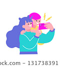 Pop illustration of a young person taking a photo with a smartphone Pop illustration of a young person taking a photo with a smartphone 131738391
