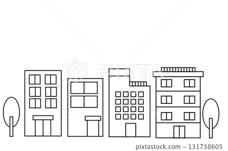 Simple cityscape line icon 131738605