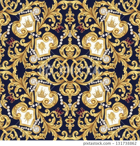 Luxury Golden Baroque Seamless Pattern Rich Ornate Detailed Background 131738862