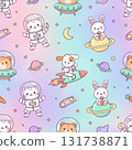 Cute Animal Astronauts Seamless Pattern Design for Childrens Products and Decor 131738871