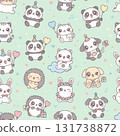 Cute Animal Kawaii Seamless Pattern Background for Fabric and Textile Design 131738872