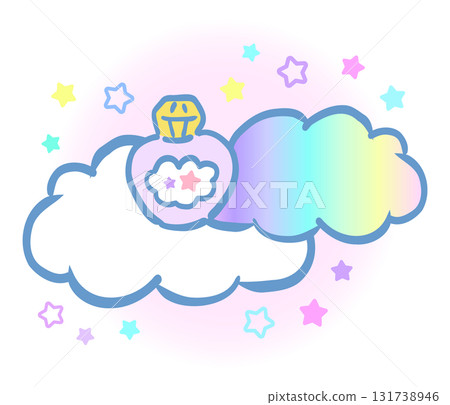可愛的雲裝飾設計“彩虹雲和可愛的瓶子” 可愛的雲裝飾設計“彩虹雲和可愛的瓶子” 131738946