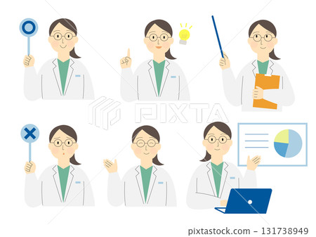 Illustration material set of doctors explaining and commenting Illustration material set of doctors explaining and commenting 131738949