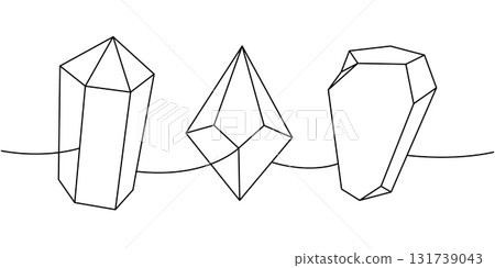 Spirituality minerals one line continuous drawing. Magic crystals. Vector illustration Spirituality minerals one line continuous drawing. Magic crystals. Vector illustration 131739043
