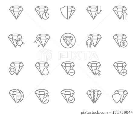 Diamond set icons. Mystical, esoteric, magic crystals. Vector illustration. 131739044