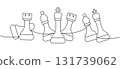 Minimalist chess line art with six chess pieces arranged in abstract balance 131739062