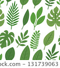 Seamless tropical foliage pattern. Botanical background with green leaves for summer and nature projects 131739063