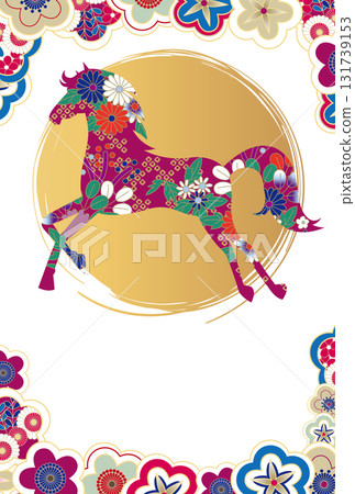 2026馬日式新年賀卡明信片模板 131739153