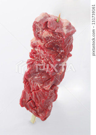 Raw beef skewers for barbecue 131739161