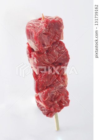 Raw beef skewers for barbecue 131739162