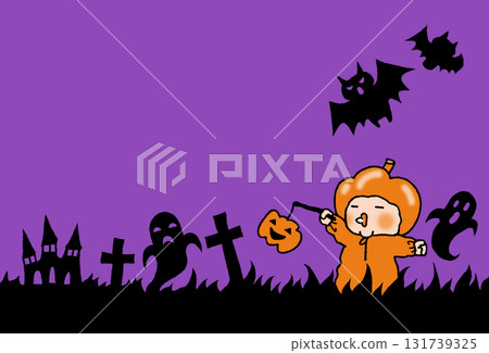 A child dressed as a Halloween pumpkin walking down a street at night A child dressed as a Halloween pumpkin walking down a street at night 131739325