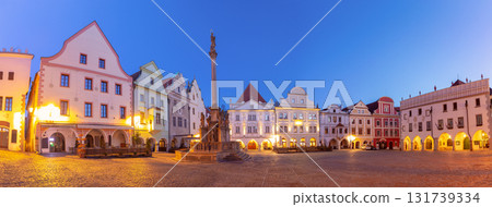 Namesti Svornosti square in the evening, Cesky Krumlov, Czech Republic 131739334