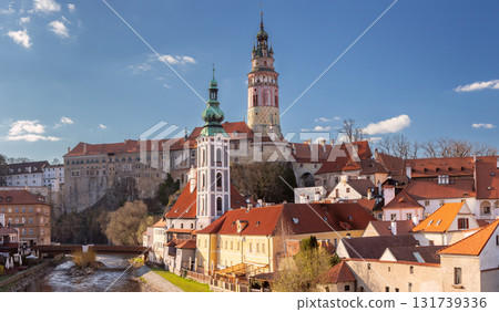 Cesky Krumlov tower and old town, Cesky Krumlov, Czech Republic Cesky Krumlov tower and old town, Cesky Krumlov, Czech Republic 131739336