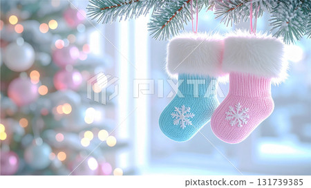 可愛的淡色迷你聖誕襪 可愛的淡色迷你聖誕襪 131739385