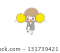 Female office worker cheering with pom-poms 131739421