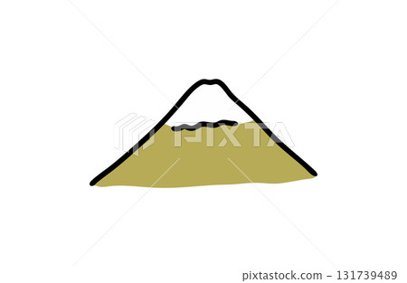 手繪富士山,金色,吉祥,新年卡片材料 手繪富士山,金色,吉祥,新年卡片材料 131739489