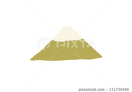 手繪金色富士山，吉祥新年卡片材料 131739490