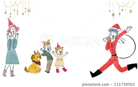 聖誕節圖片插圖：一個幸福的家庭享受聖誕節 131739503