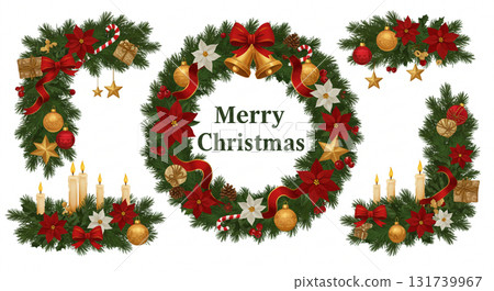 Gorgeous Christmas wreath and garland decoration set 131739967