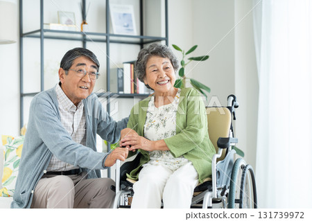Senior couple receiving care at home Senior couple receiving care at home 131739972
