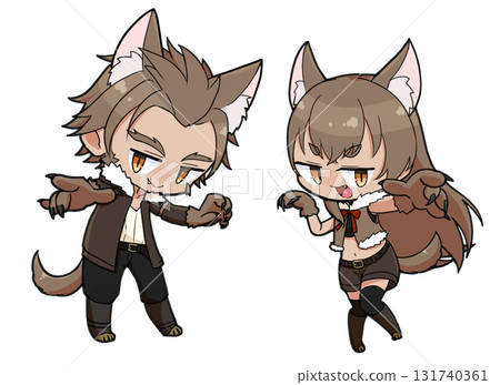 身著狼裝的男人和女人 131740361