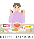 胖男人吃不健康的食物 131740403