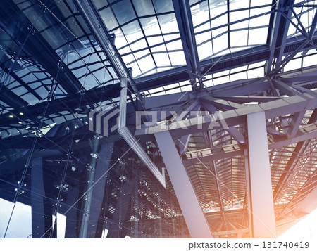 Modern architectural framework with glass and steel structure Modern architectural framework with glass and steel structure 131740419