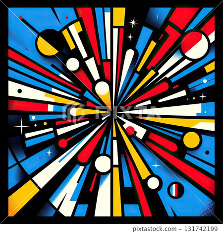 Happy New Year fireworks theme background in Geometric Abstract Art with Generative AI. 131742199