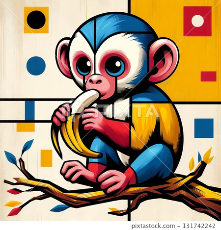 abstract painting of a monkey with Generative AI. abstract painting of a monkey with Generative AI. 131742242
