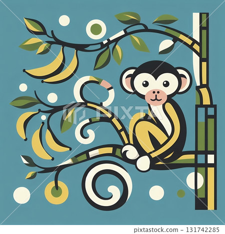 abstract painting of a monkey with Generative AI. abstract painting of a monkey with Generative AI. 131742285