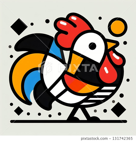 abstract painting of a rooster with Generative AI. 131742365